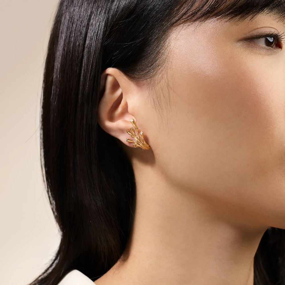 OLE LYNGGAARD COPENHAGEN - BoHo Earclips small i 18 k gult gull med 0,06 ct TW. VS OLE LYNGGAARD COPENHAGEN - BoHo Earclips small i 18 k gult gull med 0,06 ct TW. VS - Bilde 3