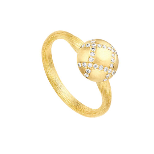 Dulong - Mushroom Quilt ring i 18k gult gull med 32 brilliant-cut diamanter