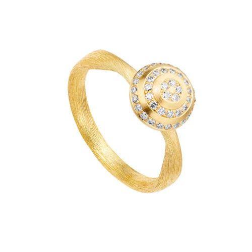 Dulong - Mushroom Ripple ring i 18k gult gull med 39 brilliant-cut diamanter