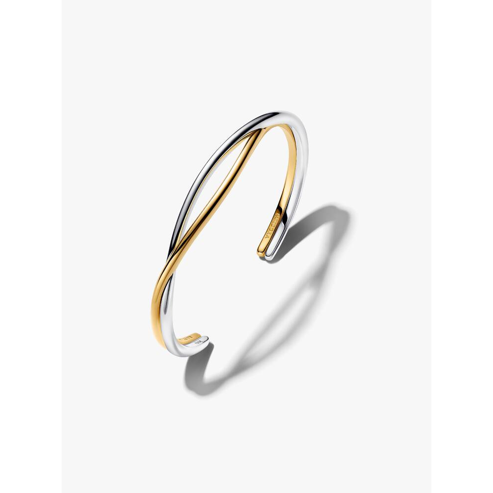 Pandora -Tvinnet tofarget åpen armring i sølv og 14k forgylling Pandora -Tvinnet tofarget åpen armring i sølv og 14k forgylling - Bilde 2