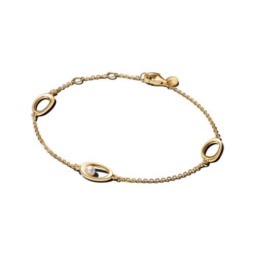 Pandora - Organisk Formet Oval og Behandlet Ferskvannskulturperle Armbånd i 14k forgylling