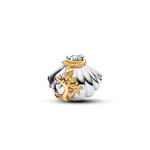 Pandora - Disney Ariels skjell, i sølv og 14k forgylling med lab-diamant