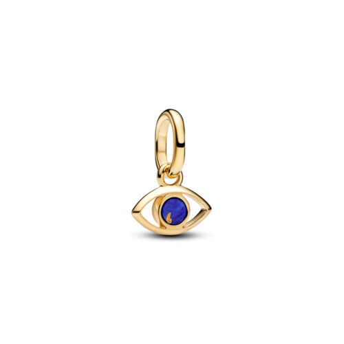 Pandora - Blått Det Onde øyet Mini Hengende Charm i 14k forgylling