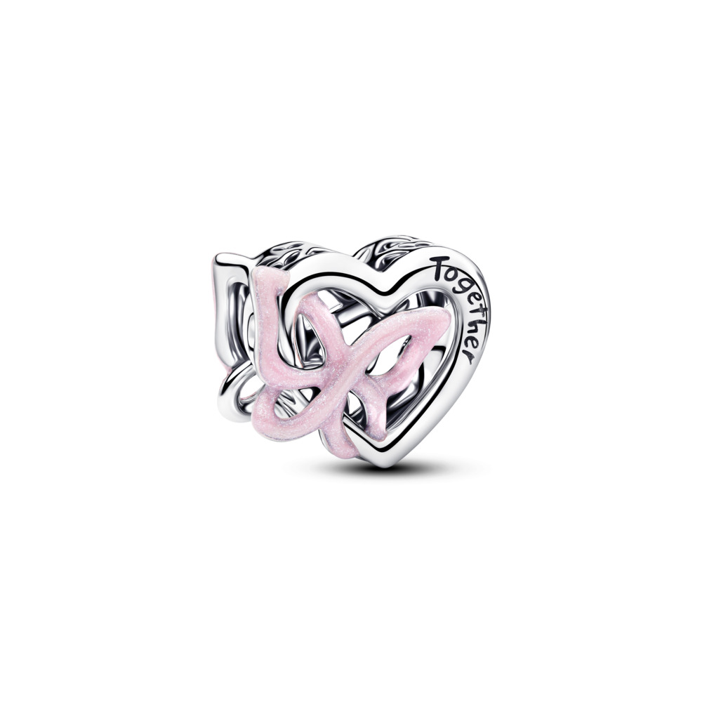 Pandora - Sammenflettet Hjerte og Sommerfugl Charm i sølv Pandora - Sammenflettet Hjerte og Sommerfugl Charm i sølv
