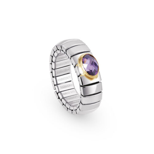 Nomination - Extension Stretch Ring Single faceted Cubic Zirconia, Purple