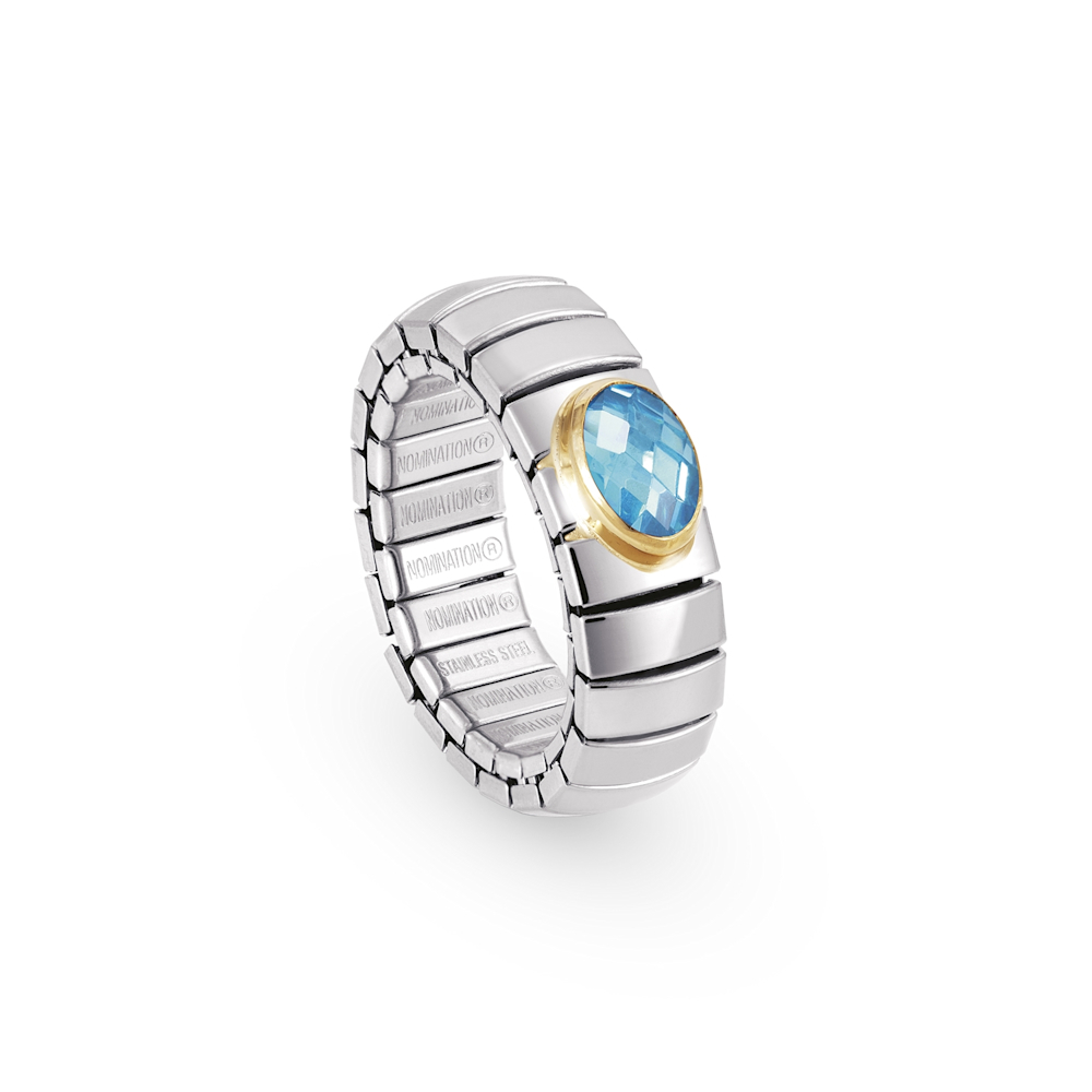 Nomination - Extension Stretch Ring Single faceted Cubic Zirconia, Blue Nomination - Extension Stretch Ring Single faceted Cubic Zirconia, Blue