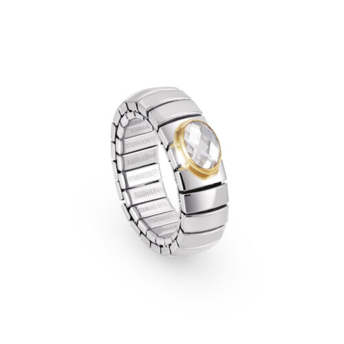 Nomination - Extension Stretch Ring Single faceted Cubic Zirconia, White
