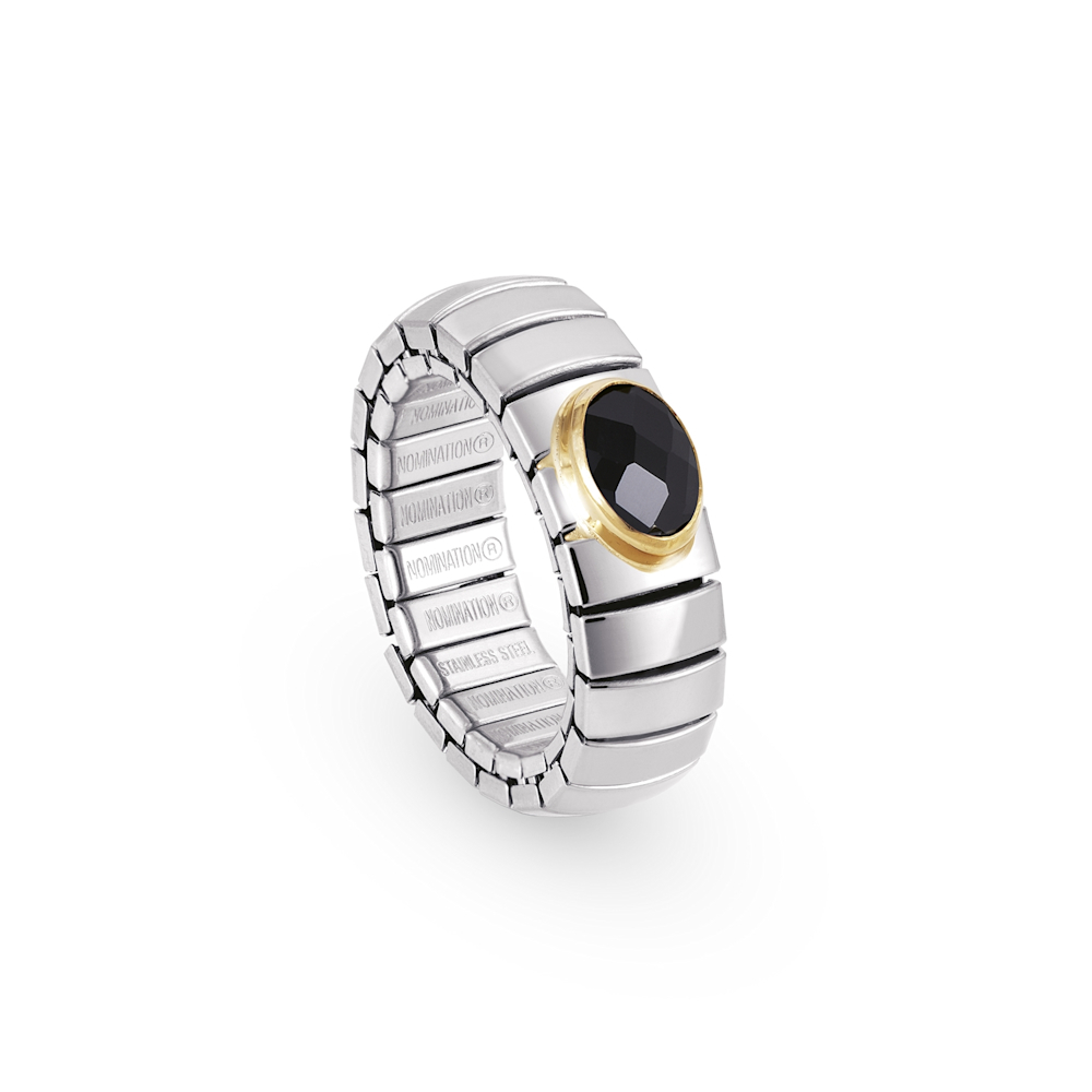 Nomination - Extension Stretch Ring Single faceted Cubic Zirconia, Black Nomination - Extension Stretch Ring Single faceted Cubic Zirconia, Black