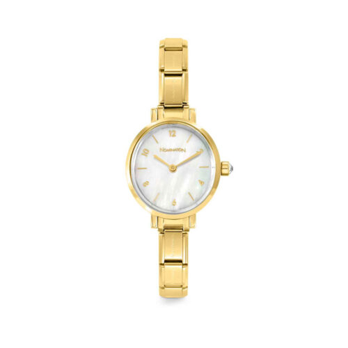 Nomination - Time yellow PVD oval watch, White Mother of Pearl