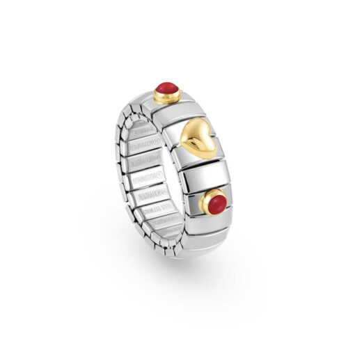 Nomination - Extension Stretch Ring with Gold Heart and Stones, Coral