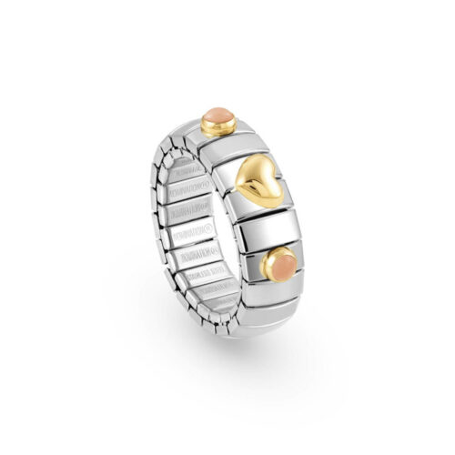 Nomination - Extension Stretch Ring with Gold Heart and Stones, Pink Coral