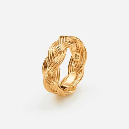 OLE LYNGGAARD COPENHAGEN - Braided ring liten - 18k gult gull, kun str 55 igjen