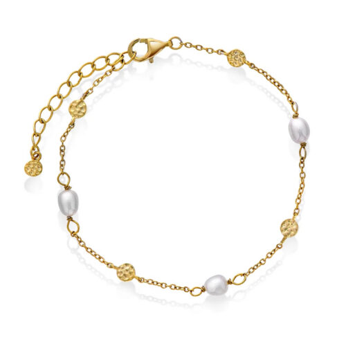 Shapes by Gulldia - Isle armbånd i forgylt 925 sølv med ferskvannsperler