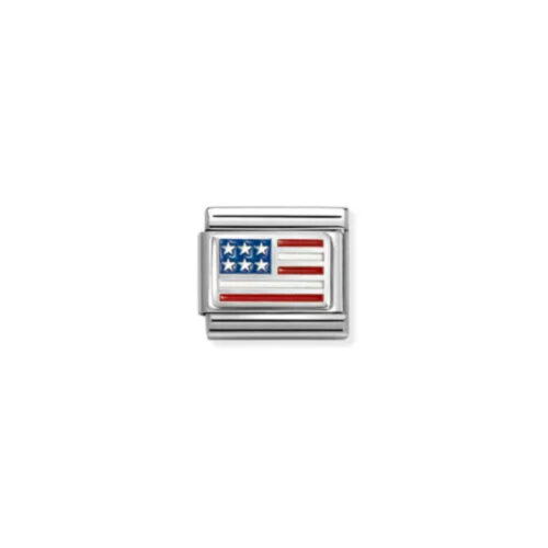 Nomination - Composable&trade;  Classic FLAGS in st,steel, enam,925 sterling silver (USA)