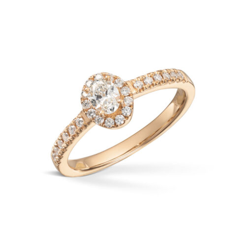 Diamonds by Frisenberg -Diamantring i gult gull og oval senterdiamant.