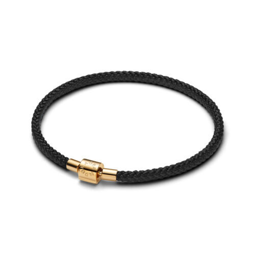 Pandora - Armbånd i sort med 14k forgylling på låsen