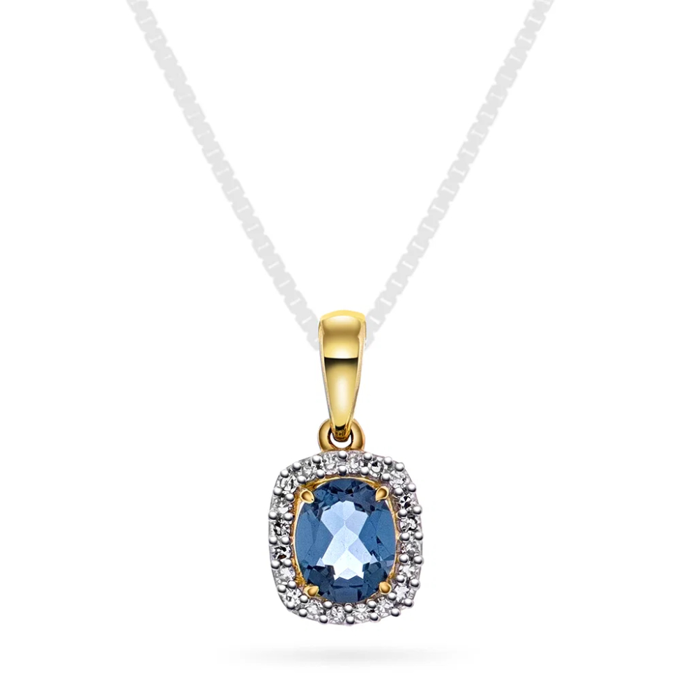Pan Jewelry - Anheng i gull med diamanter og blå topas Pan Jewelry - Anheng i gull med diamanter og blå topas
