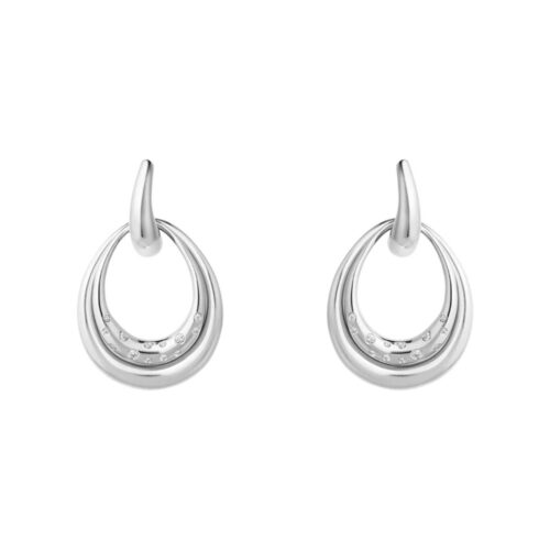 Georg Jensen - Offspring medium øreringer i sølv med diamanter totalt 0,08 ct
