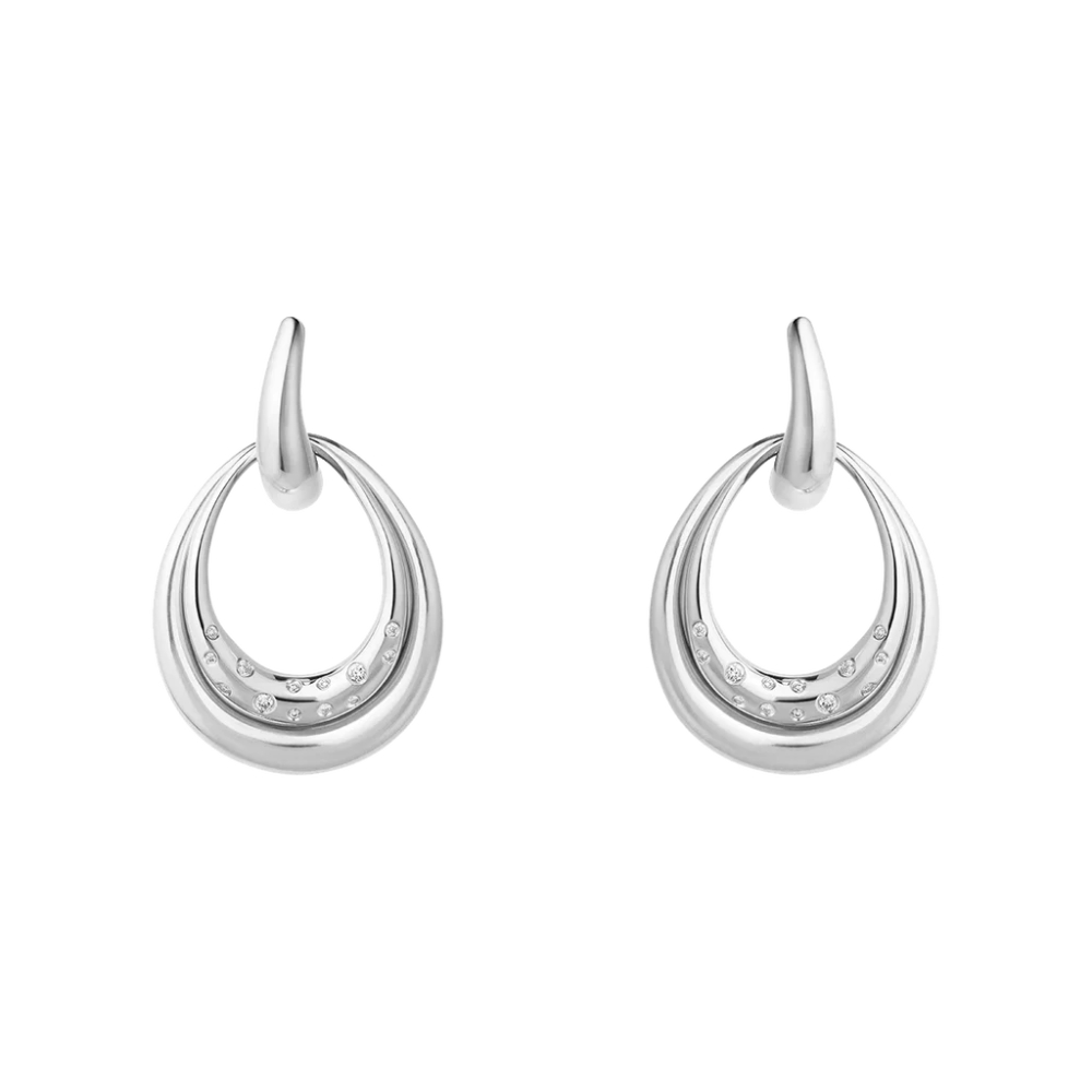 Georg Jensen - Offspring medium øreringer i sølv med diamanter totalt 0,08 ct Georg Jensen - Offspring medium øreringer i sølv med diamanter totalt 0,08 ct