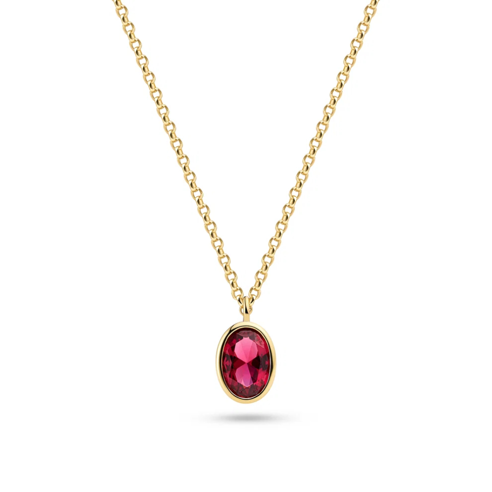 Sif Jakobs - Sardinien Ovale halssmykke i 18k gullforgylt sølv med rosa zirkonia Sif Jakobs - Sardinien Ovale halssmykke i 18k gullforgylt sølv med rosa zirkonia
