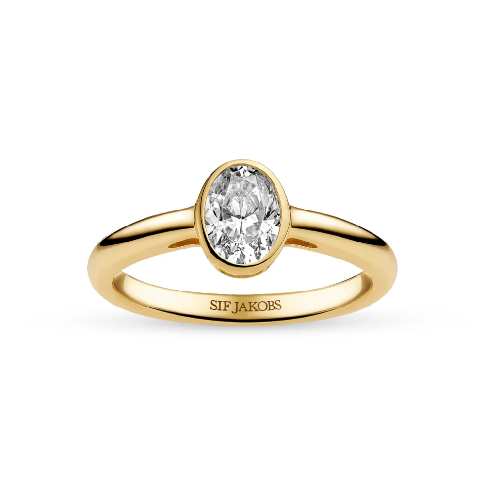 Sif Jakobs - Sardinien Ovale Piccolo ring - Ring i 18k gullforgylt sølv med zirkonia Sif Jakobs - Sardinien Ovale Piccolo ring - Ring i 18k gullforgylt sølv med zirkonia