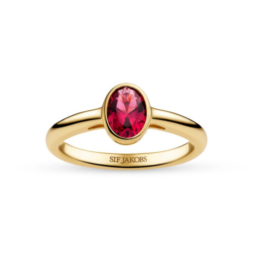 Sif Jakobs - Sardinien Ovale Piccolo ring - Ring i 18k gullforgylt sølv med rosa zirkonia