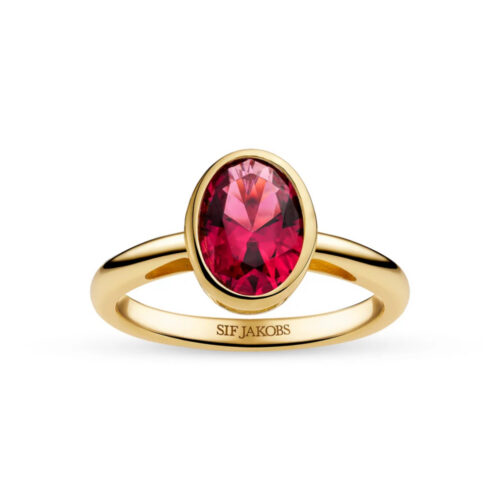 Sif Jakobs - Sardinien ovale grande ring - Ring i forgylt sølv med rosa zirkonia
