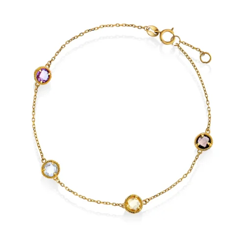 Pan Jewelry - Armbånd i gull med fargede zirkonia