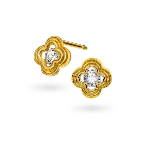Pan Jewelry - Øredobber i gult gull med zirkonia