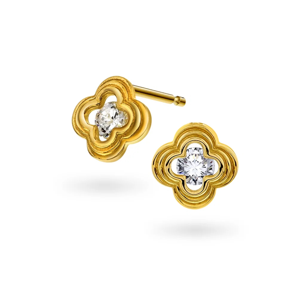 Pan Jewelry - Øredobber i gult gull med zirkonia Pan Jewelry - Øredobber i gult gull med zirkonia