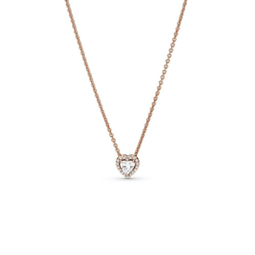 Pandora - Funklende hjerte collier halskjede, belagt med 14k roségull