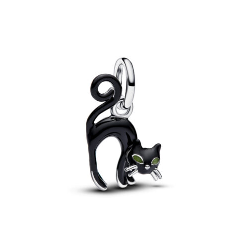 Pandora – Svart Katt Hengende Charm