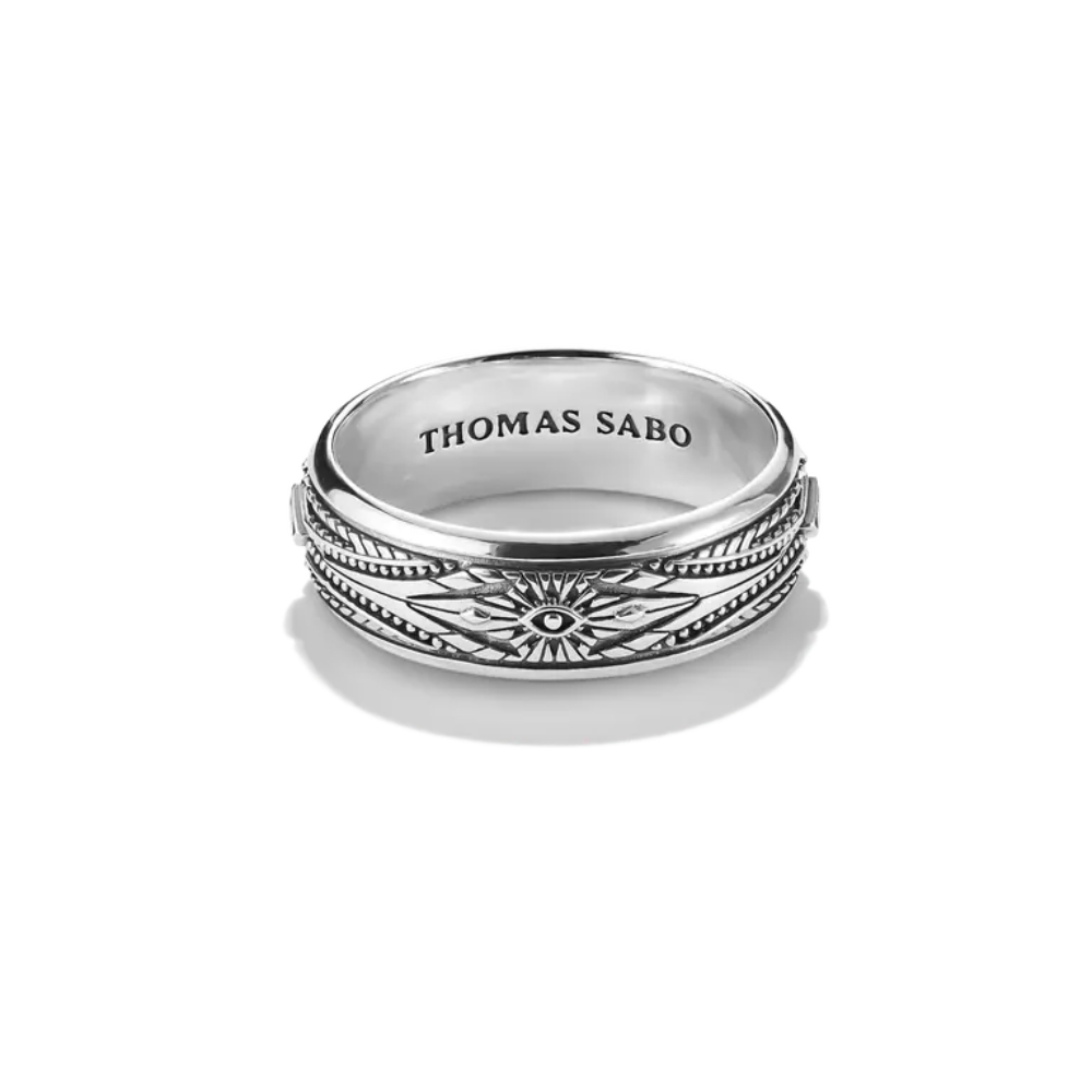 Thomas Sabo - Ring i sølv med graveringer og zirkonia Thomas Sabo - Ring i sølv med graveringer og zirkonia