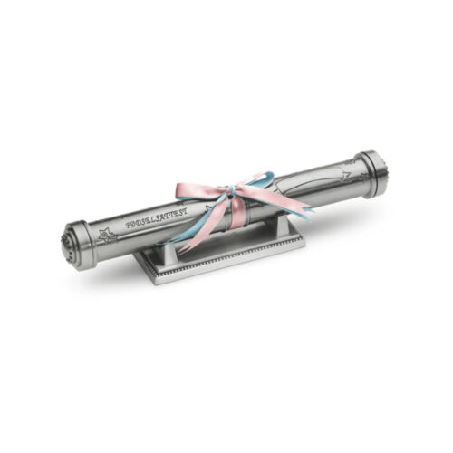 Feras - Fødselsattest tube med holder, matt fortinnet