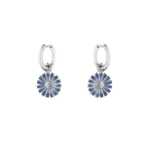 Georg Jensen - Daisy creoler i sølv med blå emalje