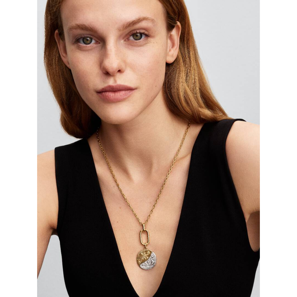 Pandora – Oversized Sol og Måne Medaljong Charm, i sølg og belagt med 14k gull - Bilde 4