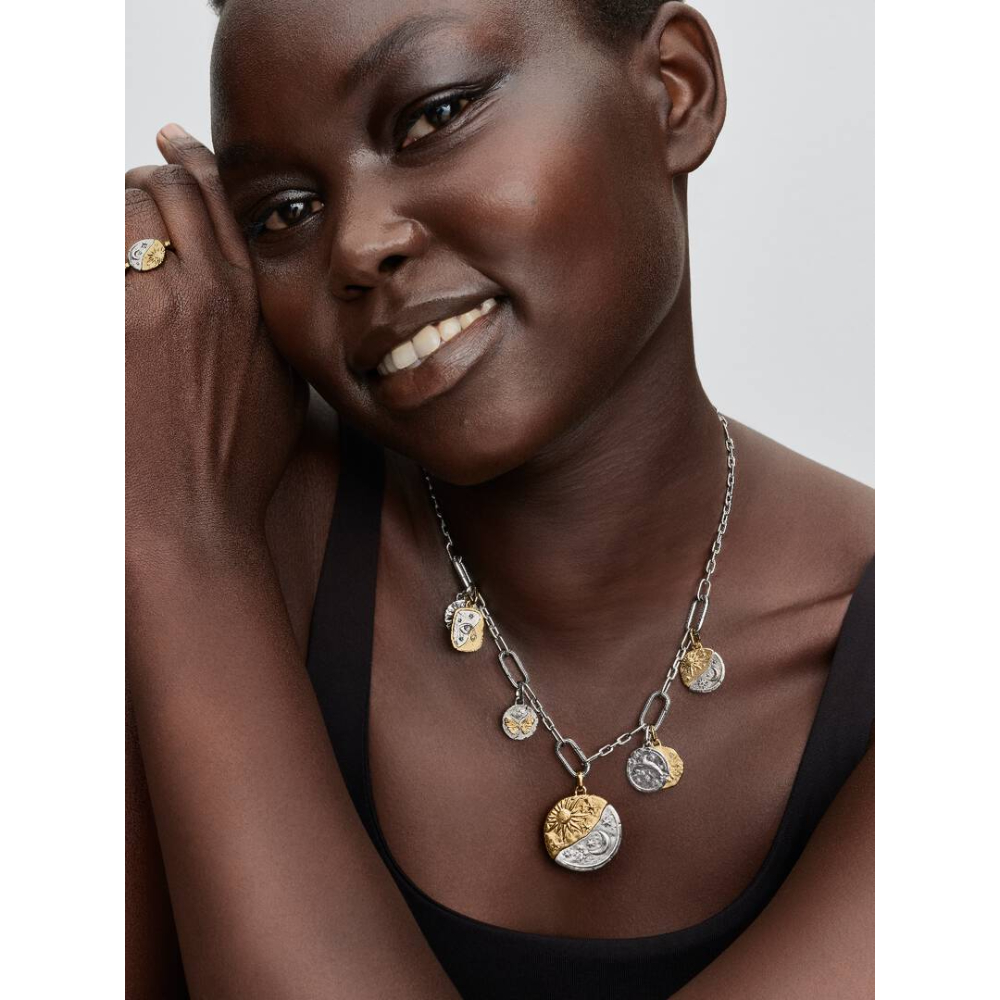 Pandora – Oversized Sol og Måne Medaljong Charm, i sølg og belagt med 14k gull - Bilde 6