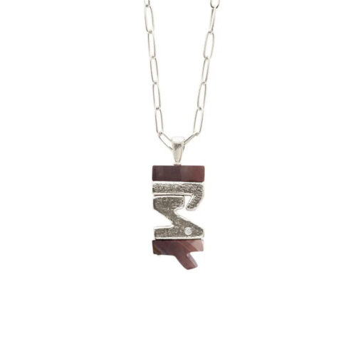 Heiring – ELSK Anheng i sølv med Botswana Agate og 0.02 W/Vs diamant