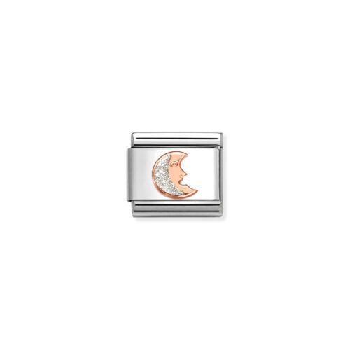 Nomination – Composable™ Classic Glitter symbols, Stainless steel, 9k rosegold (05_Silver Moon)