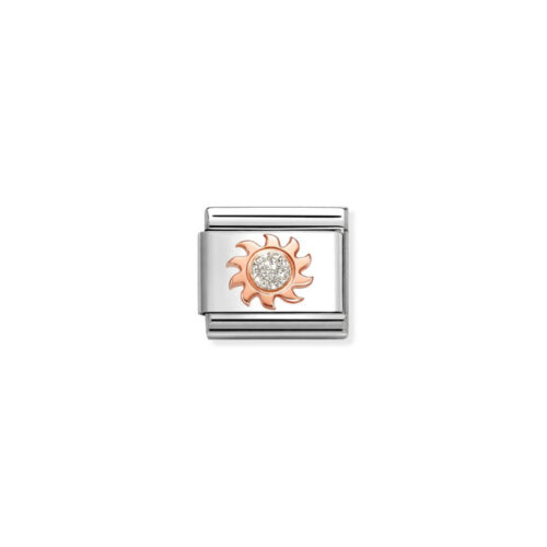 Nomination – Composable™ Classic Glitter symbols, Stainless steel, 9k rosegold (28_Silver Sun)