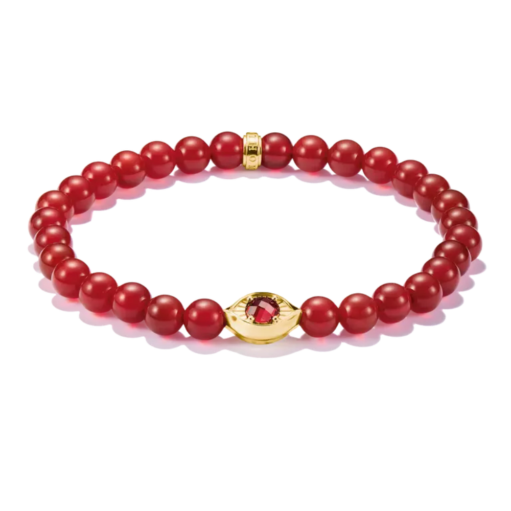 Thomas Sabo - Armbånd i med røde perler og gullbelagt øye med rød sten Thomas Sabo - Armbånd i med røde perler og gullbelagt øye med rød sten