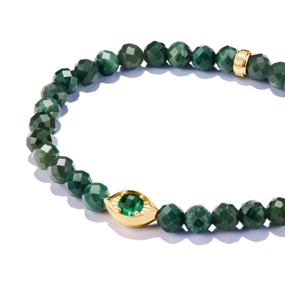 Thomas Sabo - Armbånd i med grønne perler og gullbelagt øye med grønn sten Thomas Sabo - Armbånd i med grønne perler og gullbelagt øye med grønn sten - Bilde 2