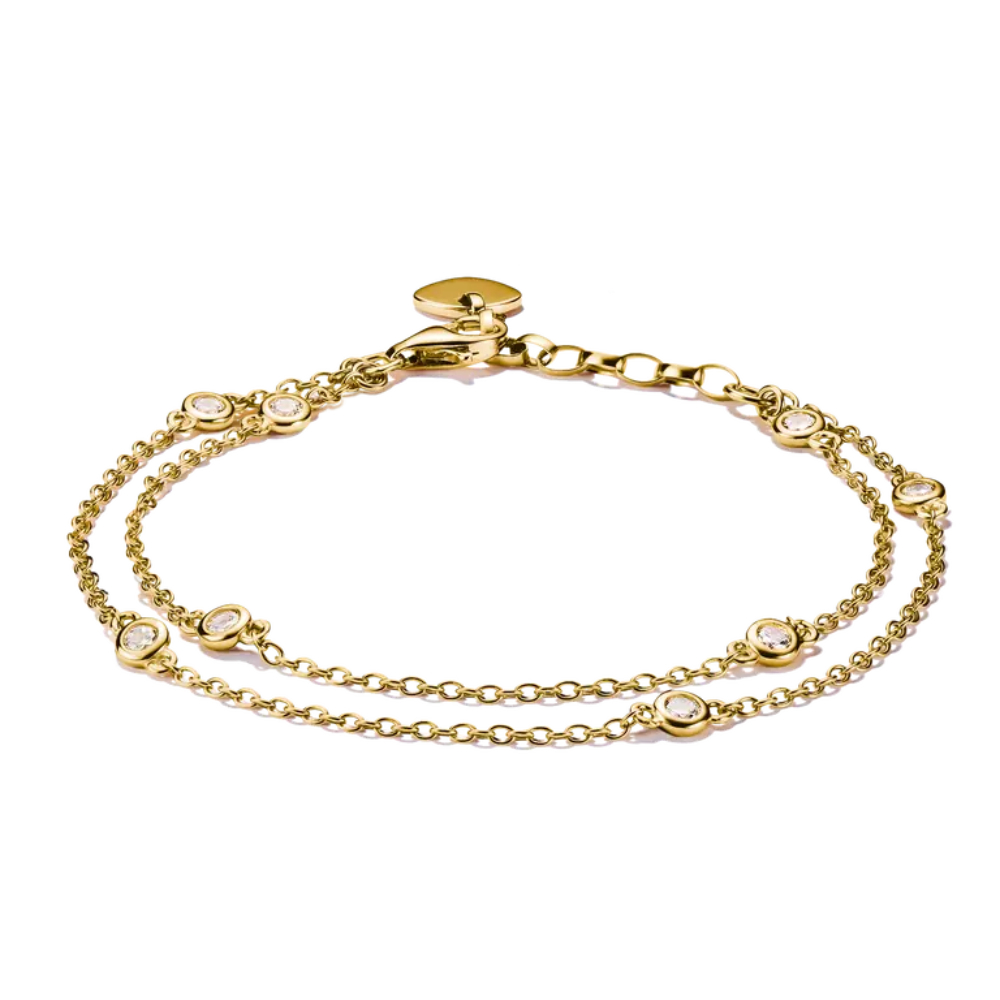 Thomas Sabo - Armbånd i 18k gullbelagt sølv med zirkonia, dobbelt Thomas Sabo - Armbånd i 18k gullbelagt sølv med zirkonia, dobbelt