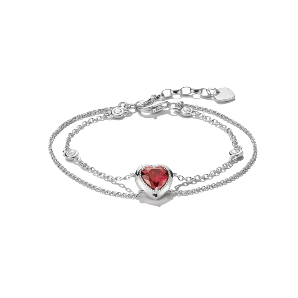 Thomas Sabo - Armbånd i sølv med hjerteformen granatrød zirkonia Thomas Sabo - Armbånd i sølv med hjerteformen granatrød zirkonia