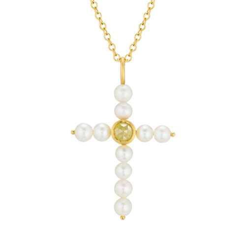 Dulong - Cross Pendant med ferskvannsperler