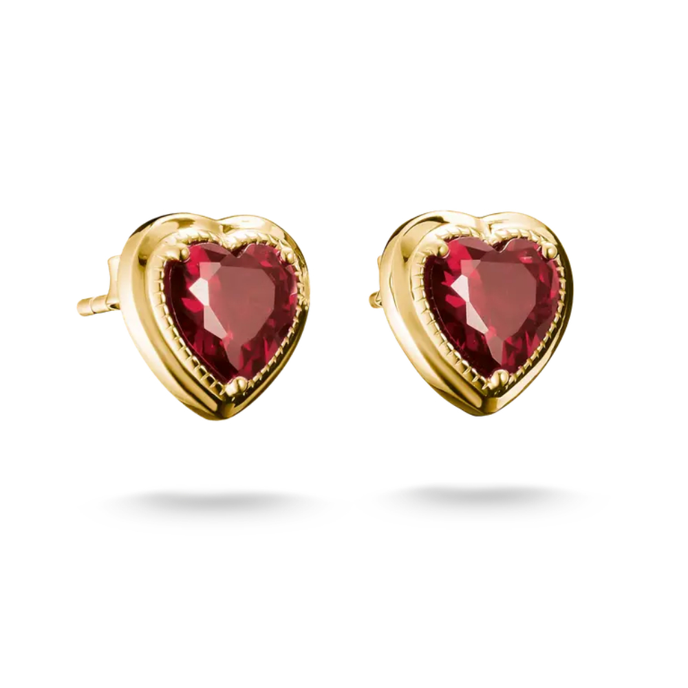 Thomas Sabo - Ørepynt i 18k gullbelagt sølv med rød zirkonia, lite hjerte Thomas Sabo - Ørepynt i 18k gullbelagt sølv med rød zirkonia, lite hjerte