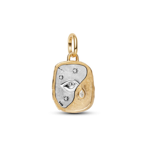 Pandora – Øye Medaljong Charm Sterlingsølv, Belagt med 14k gull