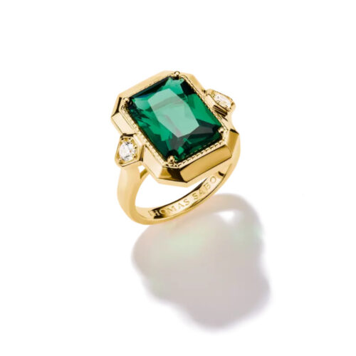 Thomas Sabo - Ring i 18k gullbelagt sølv med grønn zirkonia