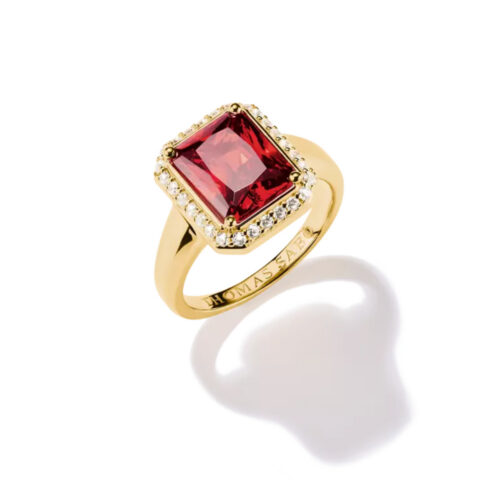 Thomas Sabo - Ring i 18k gullbelagt sølv med rød zirkonia