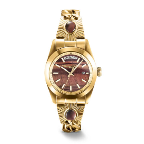 Thomas Sabo - Dameklokke i gullfarge med rød tigerøye urskive, 36 mm